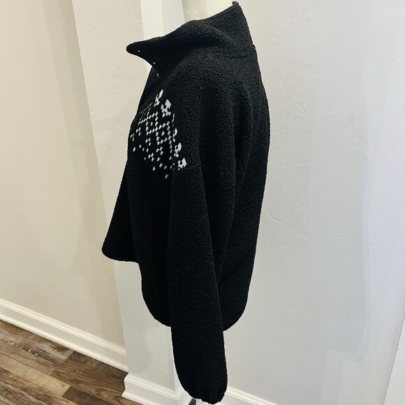 Loft Fair Isle Cozy Sherpa Snap Collar Pullover Sweatshirt Women's Med (A0125) - Picture 3 of 6